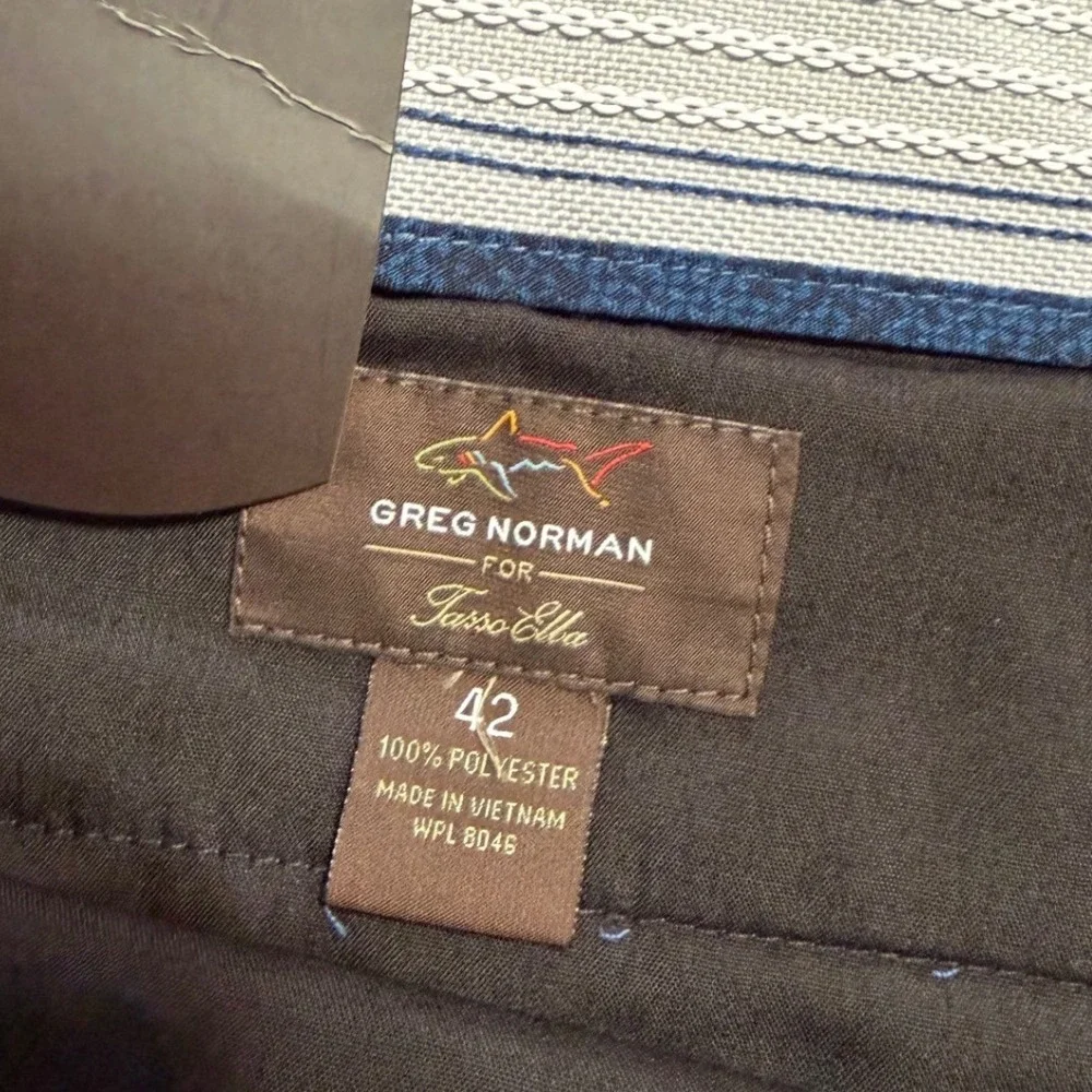 Greg Norman Tasso Elba Golf Shorts Blue RapiDry 42 Waist Crosshatch Flat Front